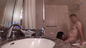 Tiny tanned beauty fucked in the bathroom by a pervy old man!