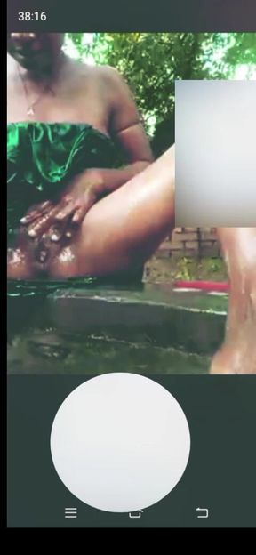 Desi Girl Is Taking a Bath Outside
