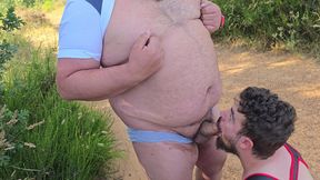 Cruising Bareback Fucking with Two Hairy Fat Guys