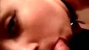 Sexy redhead gives blowjob with passion in her eyes