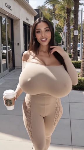 Asian babe with huge tits in POV action