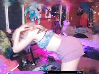 TrickyNymph Vibrates her twat and bazookas on web camera!