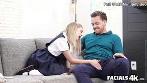 ”Facials4K: Tiny Blonde Begs For Multiple Oozing Facials In Threesome with Coco Lovelock”