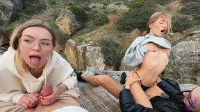 lis evans spiritemoon enjoy two cocks on the beach porn video