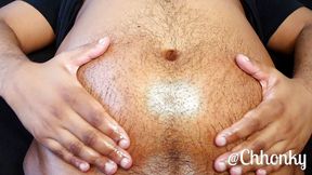 Rubbing coconut oil all over my fat belly