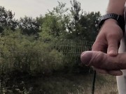 Masturbation and cumshot next to the main road