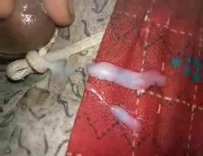 Very big dick drilled with pillow and it is with full of oiled.