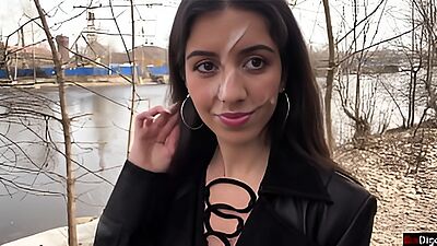 Cum on a girl's face so she could walk through the park covered in sperm and shock people - Cumwalk