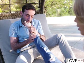 LoveHerFeet - Breathtaking Teen Gives A Slippery Footjob With Her Small Feet.