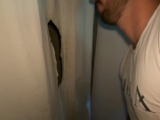 Amateur gloryhole - Short and stocky tradie getting sucked at my home made glory hole