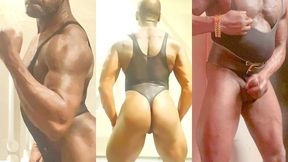 post workout flex & bust show geared in mesh bodysuit