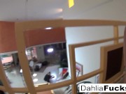 Dahlia Watches Christy on set