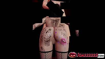 Tattooed Girl Mika with Big Tits in Private Room 3D Animation - Frenulum Licking and Teasing for Big Dick