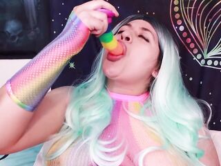 Rave Girl Plays with Her Beloved Toy