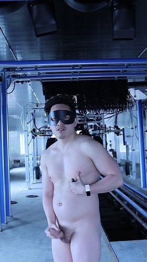 Jerk off and Cum at a Construction Site for a Car Wash