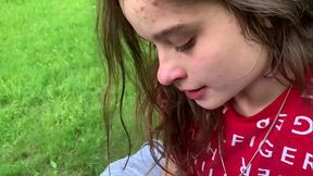 White girl with cute face and fat ass gets her pretty face dirty