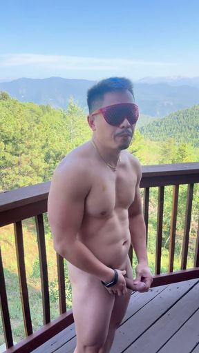 Mountain Top Tease: Muscular Asian Hunk's Solo Show