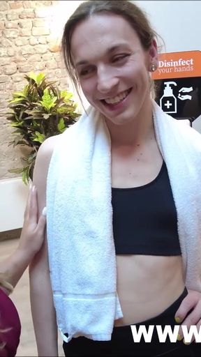 German trans girl creampies Lina Mila in the gym   Clip 1