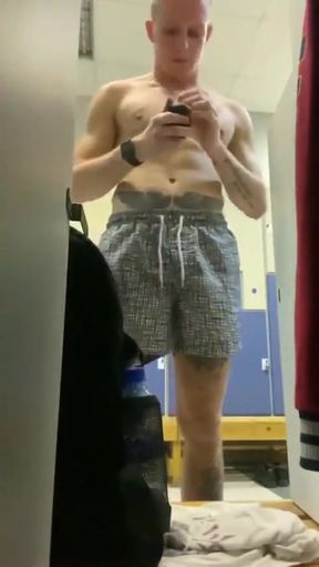 In the Locker Room, All Wet After a Workout, Was Excited by the Guys Passing by