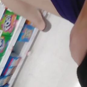 Playing with my wet throbbing pussy in the grocery store