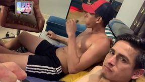 Sucking off Two Amazing Str8 Guys Sitting Side-by-side