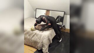 love glove sleeved pecker penetrates bang-out lady in leather trousers