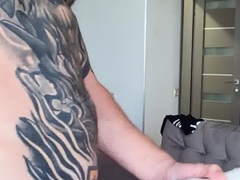 Blonde guy Ryan Moore masturbates