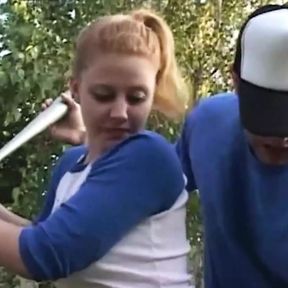 To help make up for injuring him the sporty girls give him a double blowjob