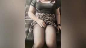 Trans Girl Solo in Dress and Pantyhose