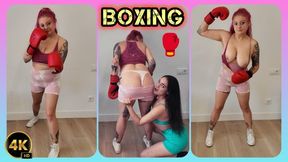 4K FEMALE FIGHTER BOXING WARMUP JUMPING JACKS TITS BOUNCING