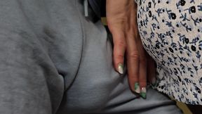 She Accidentally Touch Stranger's Dick Inside Train. He Slide His Penis Under Her Skirt and Cum