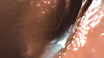 SLOW MOTION Compared dildo and cock. Close-up penetrations