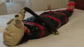 Bdsm Slave Girl, Plastic Mummification With Gasmask Breathplay