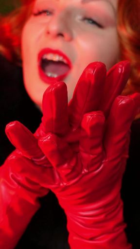 Fur fetish and long leather gloves pin up MILF
