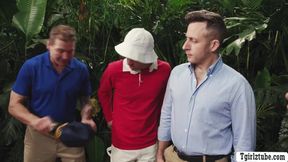 Three Lucky Dudes Meet Gorgeous Ts In The Jungle