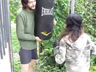 Whilst Boxing I Hit the Neighbour and I Have No Choice but to Indulge Him by Sucking His Large Penis and Letting Him Screw Me.