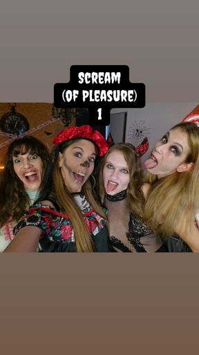 5 Lesbians have an orgy for Halloween in a bar and play with sex toys in cosplay