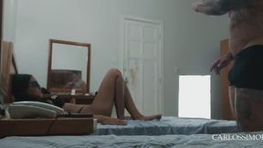 HOT BRUNETTE WITH STRONG TATTOOED MAN UNCUT AMATEUR PRIME