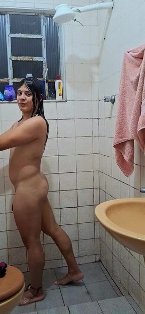 Who comes to this naughty girl in the shower?