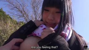 ”Japanese dorm college girl in recruit suit loses it for outdoor sex”