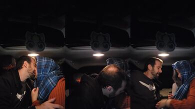Hot kissing couple caught in the car