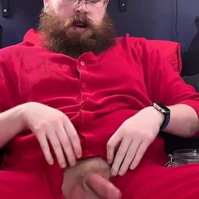 Wearing my Union Suit and Jacking on my Uncut Cock