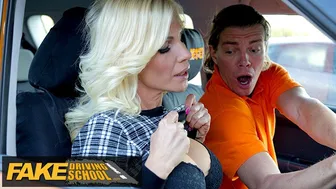 Blonde MILF Tiffany Russo fucks in car for driving license