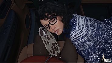 College Guy Fucks His Futa Professor in His Car.