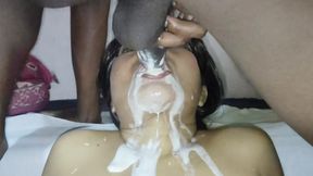 Close-Up Mouth Fucked Rough as He Fills My Little Mouth with Every Drop