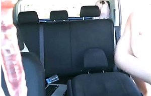 Blonde babe mastrubating in the parking lot