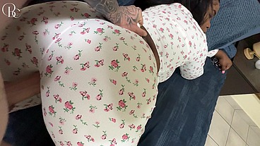 Ebony Step Sister Gets Used Through a Hole in Her Pyjamas
