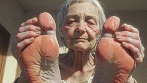 Elderly 93yo Granny Oiling & Massaging Her Lovely Feet & Nails