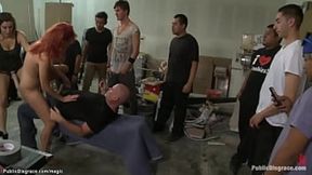 Redhead DP with FFM group in public