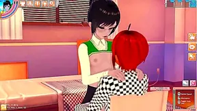 Pale Brunette in 3D Hentai Koikatu Nails Hardcore Blowjob & Handjob Session